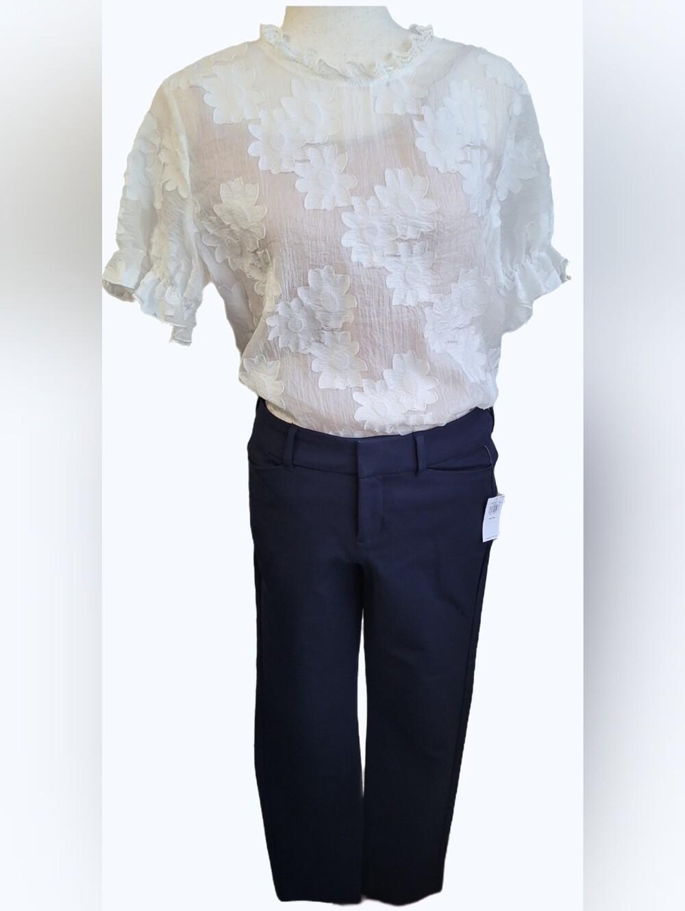 NWT Old Navy Petite Size 4 Navy Blue Straight Leg Dress Pants